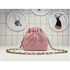 Borsa a secchiello Dior Mini Miss Dior in pelle di agnello rosa
