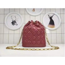 Borsa a secchiello Dior Miss Dior in pelle di agnello bordeaux