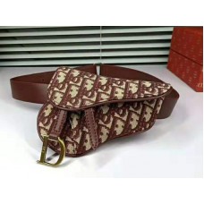 Borsa Dior Oblique Saddle Belt Borgogna