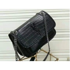 Saint Laurent Niki Small in coccodrillo goffrato nero