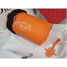 Dior Roller Pouch in pelle di vitello grana denim arancione