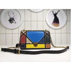 Borsa Dior Diorama in pelle di vitello patchwork multicolore blu