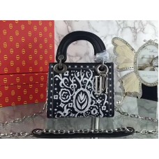 Borsa Dior Mini Lady Dior ricamata nera