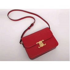 Borsa Celine Triomphe media in pelle di vitello lucida rossa