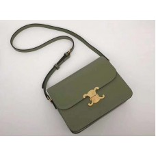 Borsa Celine Triomphe media in pelle di vitello lucida verde