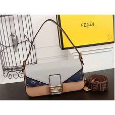 Borsa a tracolla Fendi Baguette FF blu grigio