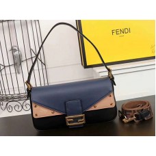 Borsa a tracolla Fendi Baguette FF rosa blu