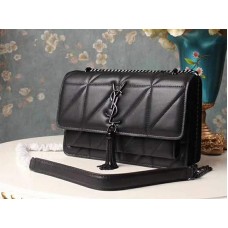 Saint Laurent Jamie Medium Carre Rive in pelle nera