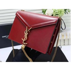 Borsa con chiusura monogramma Cassandra di Saint Laurent in pelle di vitello rossa