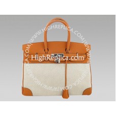 Hermes Birkin 35 cm in tela e pelle Togo arancione