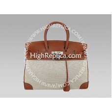 Hermes Birkin 35 cm in tela e pelle Togo marrone