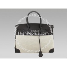 Hermes Birkin 35 cm Toile e pelle Togo Choco