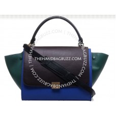 Borsa a tracolla Celine Trapeze in pelle di vitello multicolore marrone/blu/verde