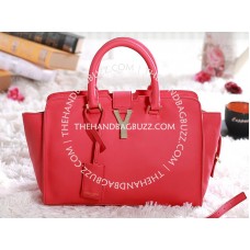 Borsa a mano originale in pelle Yves Saint Laurent Cabas Chyc rossa