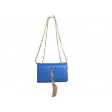 Borsa Mini Monogram Yves Saint Laurent in pelle blu originale