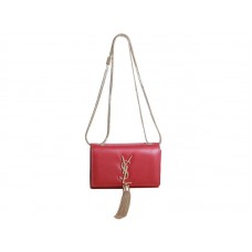 Borsa mini monogramma Yves Saint Laurent in pelle originale, rossa