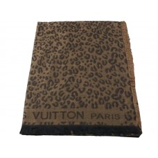 Sciarpa con stampa leopardata Louis Vuitton marrone