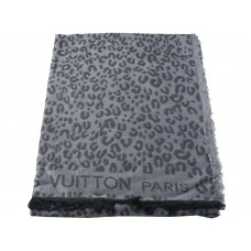 Sciarpa con stampa leopardata Louis Vuitton grigia