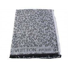 Sciarpa con stampa leopardata Louis Vuitton grigio chiaro