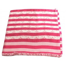 Sciarpa a righe in cotone monogramma Louis Vuitton color pesca