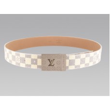 Cintura Louis Vuitton Damier Azur con fibbia con logo argentato