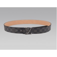 Cintura Louis Vuitton Damier Graphite con fibbia nera e argento