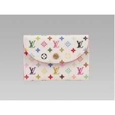 Porta biglietti da visita Louis Vuitton Monogram Multicolore bianco Litchi