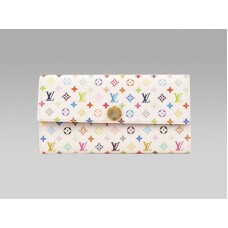Portafoglio Louis Vuitton Monogram Multicolore Sarah bianco granata