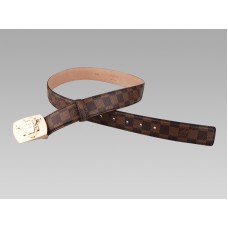 Cintura Louis Vuitton Ecusson Damier con fibbia dorata