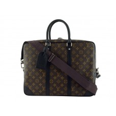 Louis Vuitton Monogram Macassar Porte Documents Voyage con cinturino lungo
