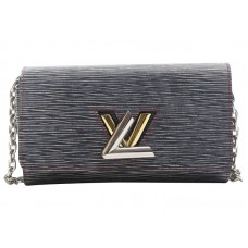 Portafoglio Louis Vuitton Epi Leather Twist Chain Denim Nero