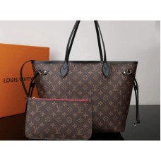 Borsa Neverfull MM in tela monogramma Louis Vuitton con finiture in pelle nera
