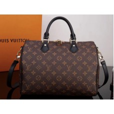Louis Vuitton Monogram Canvas Speedy Bandouliere 30 con finiture in pelle nera