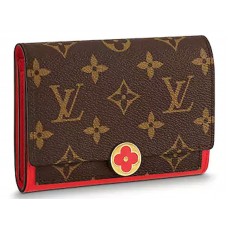 Portafoglio compatto Louis Vuitton Flore Monogram Canvas Coquelicot m64587