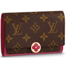 Portafoglio compatto Louis Vuitton Flore Monogram Canvas Fucsia m64588