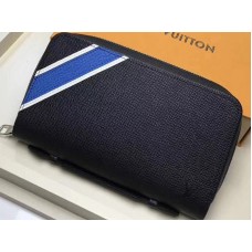 Portafoglio Louis Vuitton Taiga in pelle a righe Zippy Xl nero m64019-A