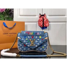 Borsa a catena New Wave in denim monogramma Louis Vuitton blu mm m53692