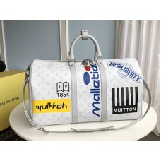 Louis Vuitton Monogram Canvas Keepall Bandouli?Re 50 Bianco m44643