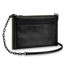 Louis Vuitton Monogram Shadow Leather Flat Messenger Nero m44635