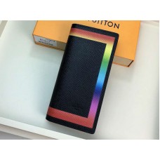 Portafoglio Louis Vuitton Taiga in pelle Brazza con finiture colorate, nero m32572