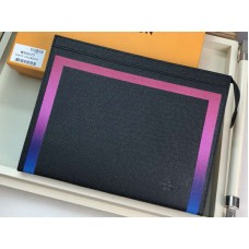 Louis Vuitton Taiga Leather Pochette Voyage Mm Colorful Trim Nero m30675