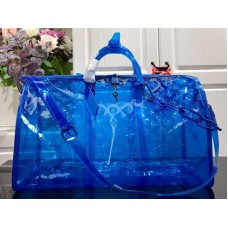 Louis Vuitton Monogram Embossed Pvc Keepall Bandouliere 50 Blu?m53272