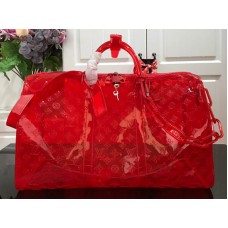 Louis Vuitton Monogram Embossed Pvc Keepall Bandouliere 50 Rosso m53274