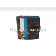 Portafoglio compatto con cerniera Louis Vuitton Monogram Groom blu