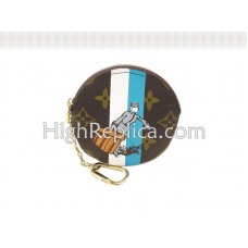 Portamonete rotondo Louis Vuitton Monogram Groom blu